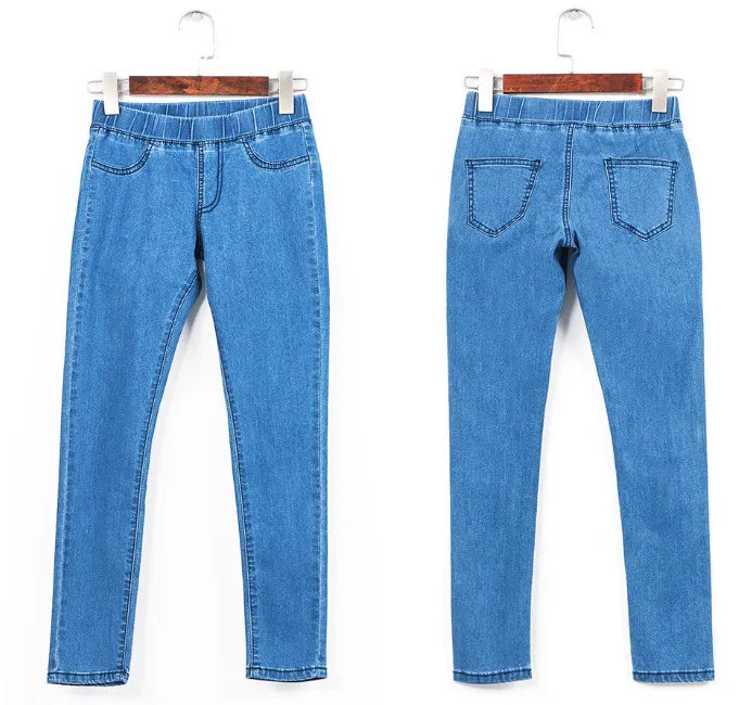 Women  Jeans for Curvy  Elastic Waist Stretchy Denim Pants Tummy Control Mom Jeans 4XL ouc551