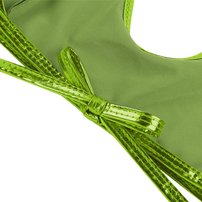 Femme Womens Fashion Top Women Shiny Metallic Faux Leather Sleeveless Halter Neck Cut Out Strappy Crop Tops Sexy Clubwear Vest