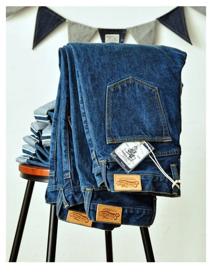 Saucezhan  315XX-18SX Men Jeans Washed Jeans Selvedge Denim Jeans for Men Distressed Jeans Taper Fit  Zipper Fly  18 oz