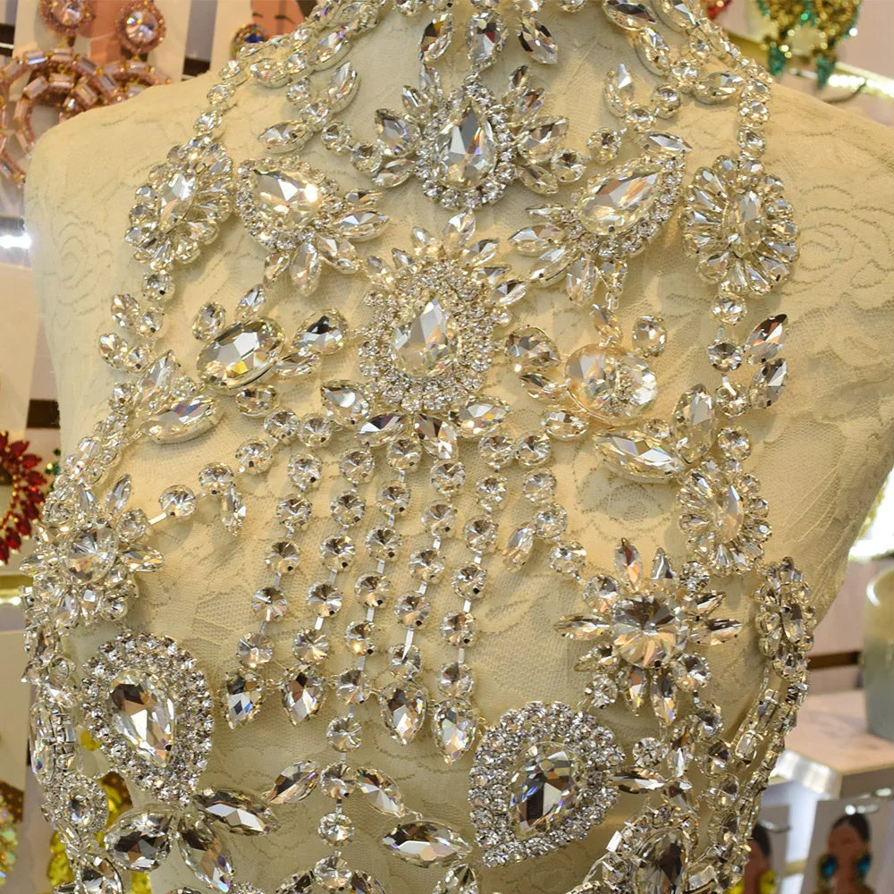 CUIER Luxurious Black Tops for Women Body Chain Jewelry Gun-black