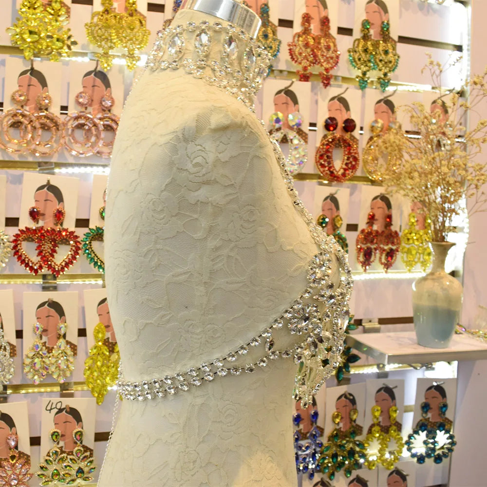 CUIER Luxurious Black Tops for Women Body Chain Jewelry Gun-black