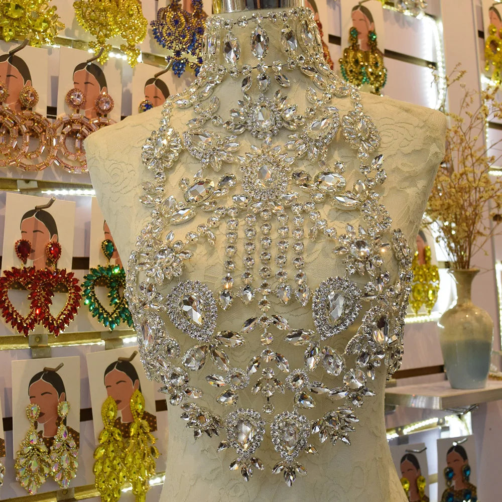 CUIER Luxurious Black Tops for Women Body Chain Jewelry Gun-black