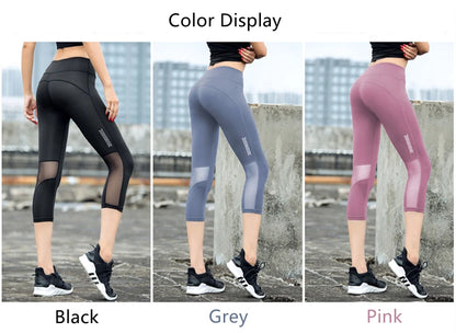 Workout Clothes Leggings Mujer Elastic High Waist Sports Leggings Women Yoga Pants Running Quick Dry Capris Crop Fitness Tight