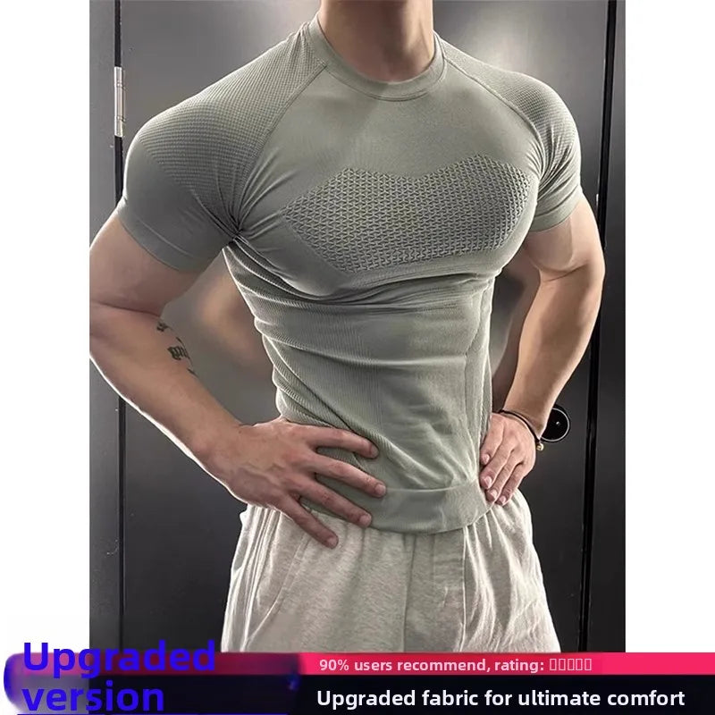 een Fitn Training Clothes Qui Dry ort Sve Men's Summer Running Sports Crion Elastic Muscle T-irt