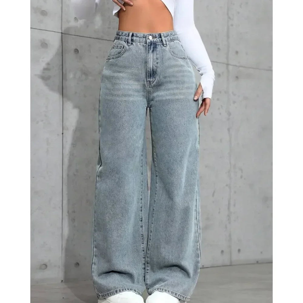 Fashionable Loose Women's Jeans High Waist Straight Leg Summer New Style Trendy All-Match Long Pants Cross-Border Clothing