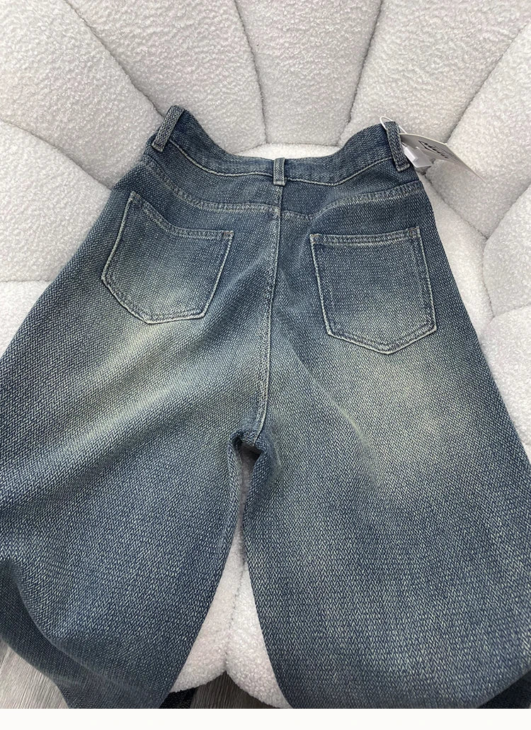 Wide Leg Jeans Women Plus Velvet Thicker Warm Vintage High Waist Casual Autumn Winter Streetwear Fashion Teens Personality Ins