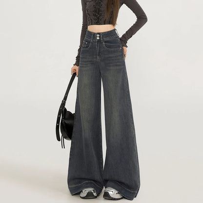 Wide Leg Jeans For Women In Spring And Autumn New High Waisted Loose Floor Jeans