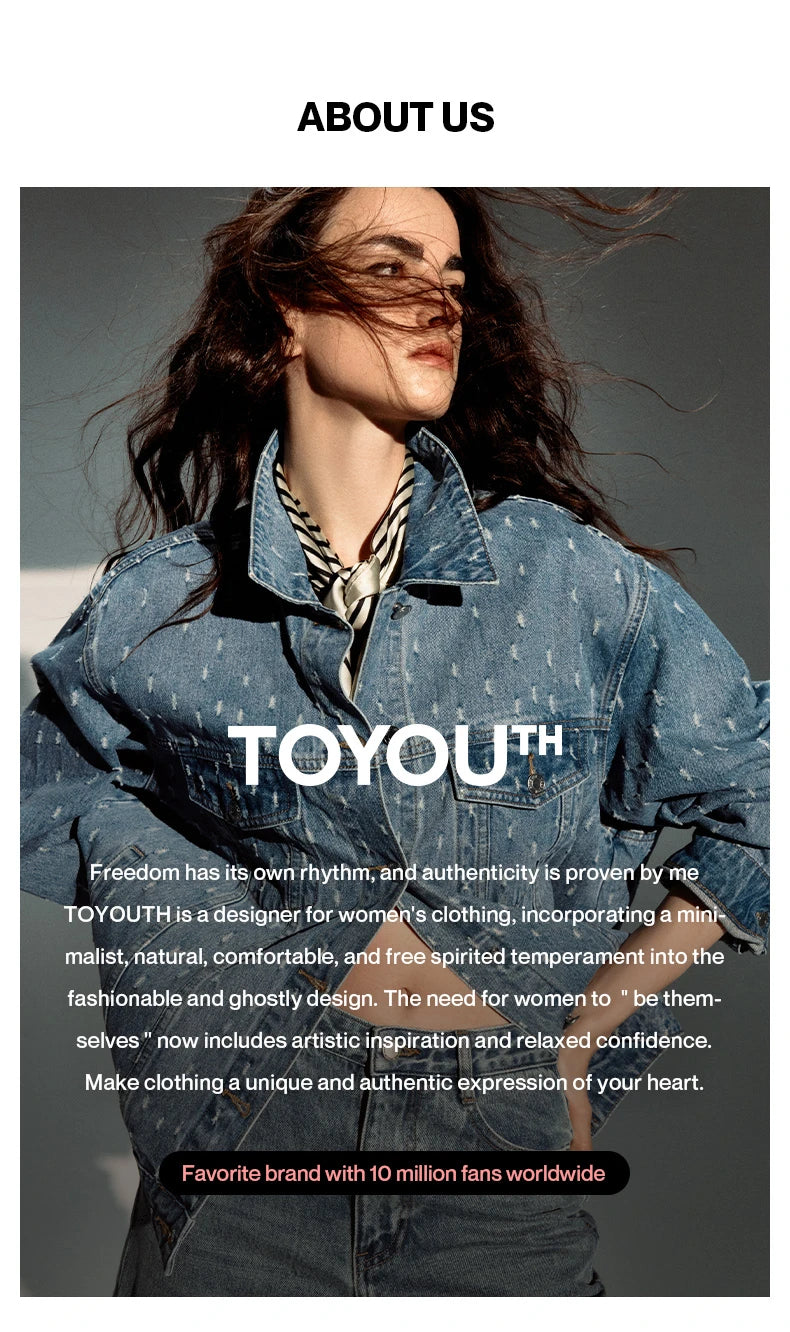 TOYOUTH Women Denim Jeans 2024 Autumn Winter New Mide Waist Straight Wide Leg Long Pants