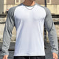 Gym Fitness T-shirt Men Long Sleeve Splice color Shirt Male Bodybuilding Tees Tops Running Sports Quick Dry Training Clothing