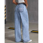 Denim Wide Leg Jeans High waisted  Bow Embroidered Pocket Wide Leg Jeans Fashionable Women's Trousers Casual Style