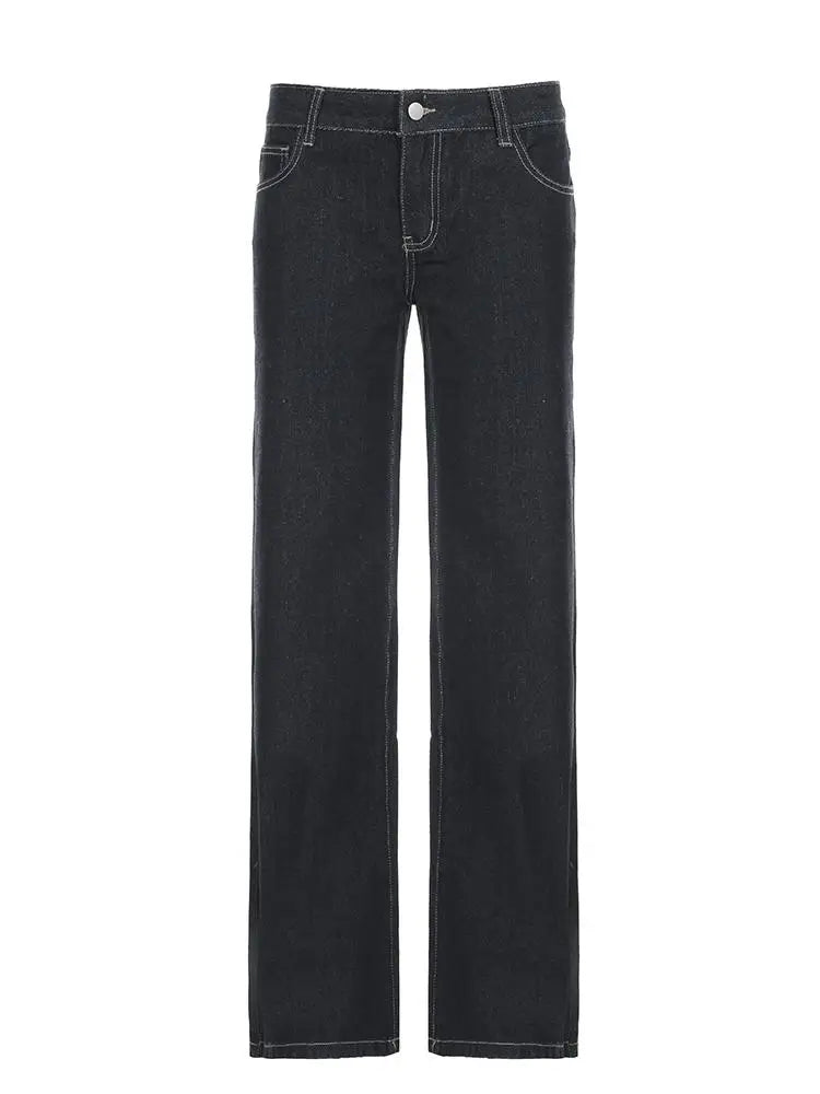 Women's Slim Fit Flared Jeans Y2K Vintage Low Rise Stretch Denim Pants with Embroidery Distressed Style for Everyday Outfits