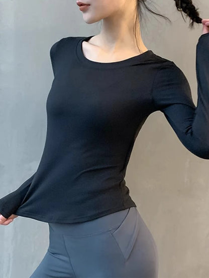 Yoga Tops for Women, Long-Sleeved Fitness Clothes, Sportswear, Running Training Clothes, Breathable Quick-Drying Clothes, Pilates High-End Sportswear