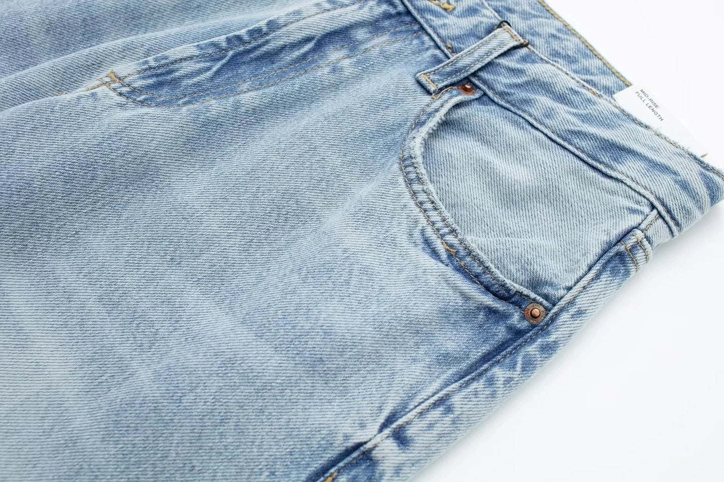 HH Female Fashion Denim Jeans Loose Solid Long Pants With Gradient All Match Streetwear Mujer Casual Baggy Chic Trousers