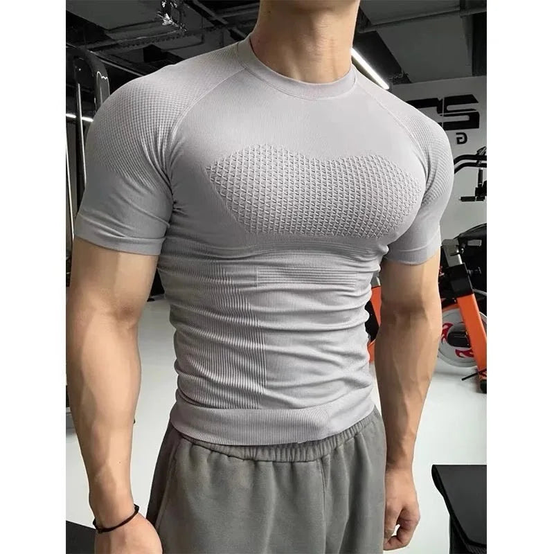een Fitn Training Clothes Qui Dry ort Sve Men's Summer Running Sports Crion Elastic Muscle T-irt