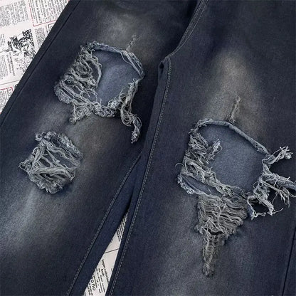 High Street Trendy Ripped Wide Leg Jeans for Women in Spring and Summer New High Waist Loose Fashion Floor Pants y2k Jeans Woman