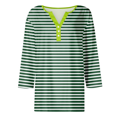 Tops For Women Women'S T Shirt Tee Print Button 3/4 Sleeve Daily Weekend Fashion Basic V Neck Regular Top Ropa De Mujer New