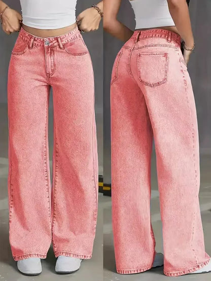 Women's High Waist Straight Leg Jeans plus Size Loose Casual Autumn Pants Sweet And Spicy Style 2025