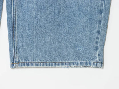 ETJ 2025 women's new street fashion fold waist mid waist washed ripped jeans loose version of the floor-length pants