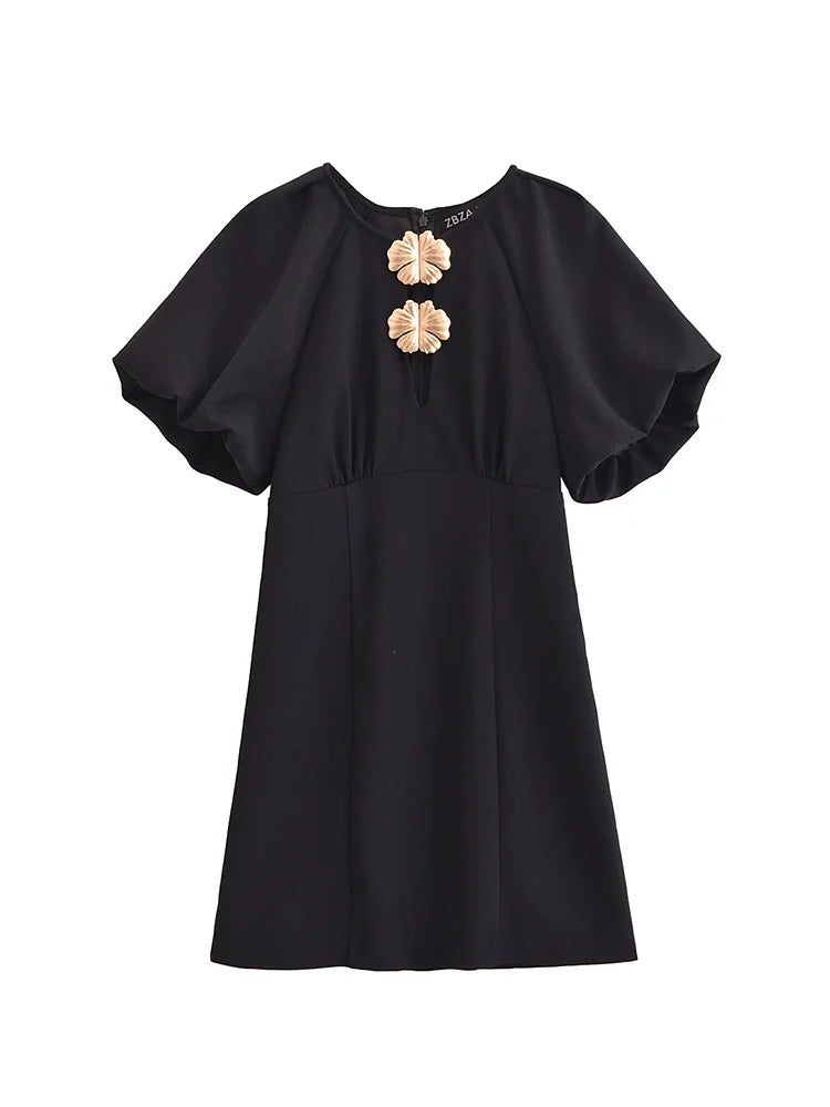 Women Summer Mini Dress 2025 Fashion Solid Short Sleeve O-Neck Female ELegant Street Dresses Clothing