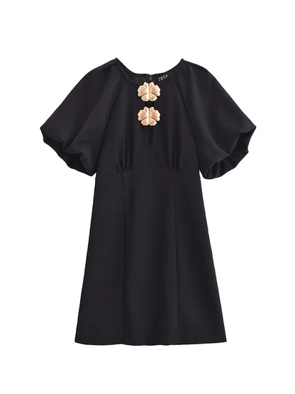 Women Summer Mini Dress 2025 Fashion Solid Short Sleeve O-Neck Female ELegant Street Dresses Clothing