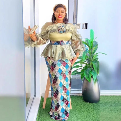 Plus Size Evening Dresses for Women African Luxury Sequin Gown Elegant Turkey Wedding Party Long Dress Ankara Ladies Clothing