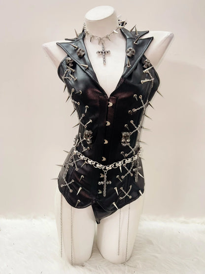 Skull Tank Tops Rivets  tops Cross Tank Tops y2k clothes y2k crop top Gothic Tank Tops Punk Tank Tops sexy top harajuku fashion