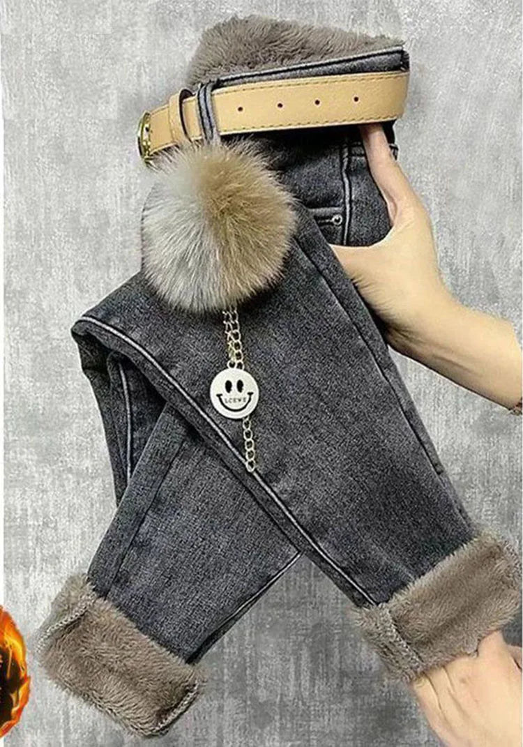 Fleece Jeans For Women Clothes Winter Warm Stretch Denim Harem Pant Loose Thickening Trousers Fall Pantalones De Mujer