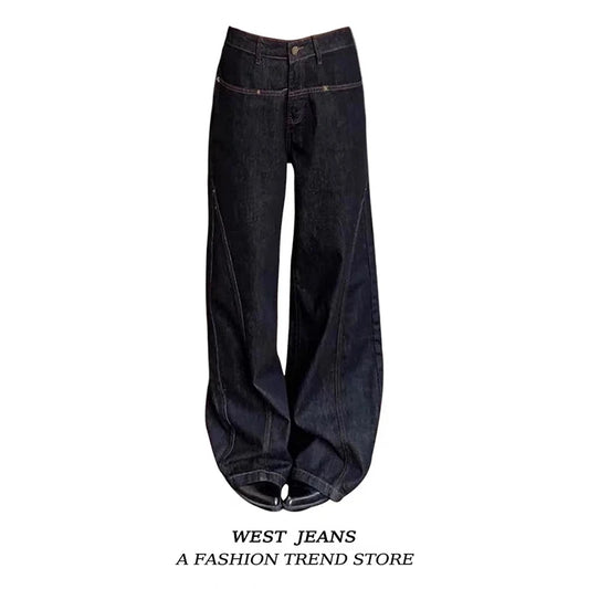 YIBASHU Women Black Grunge Jeans Japandi Style Oversize Jean Pants Vintage Harajuku Baggy Y2k Boyfriend Denim Trousers Clothes