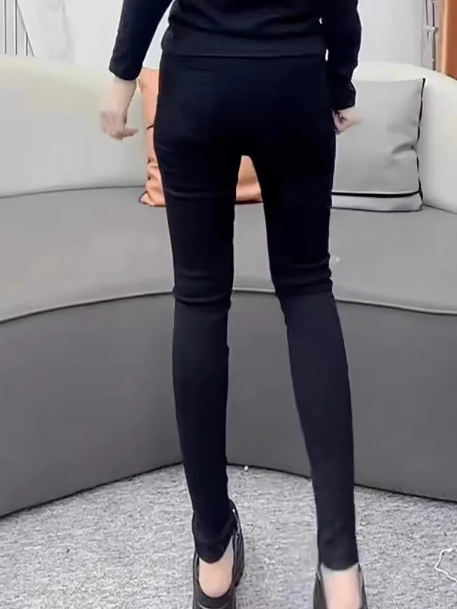 Women Jeans Autumn Spring 2025 Fashion High Waist Hot Drill Slim Cotton Elastic Denim Trousers Elegant Casual Black Pencil Pants