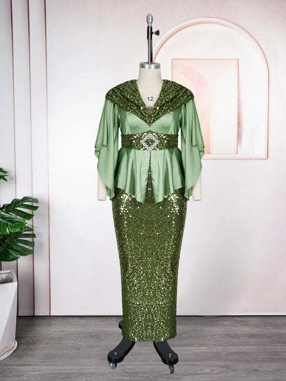 Plus Size Evening Dresses for Women African Luxury Gown Elegant Turkey Muslim Wedding Party Long Dress Ankara Sequin Robe 2026