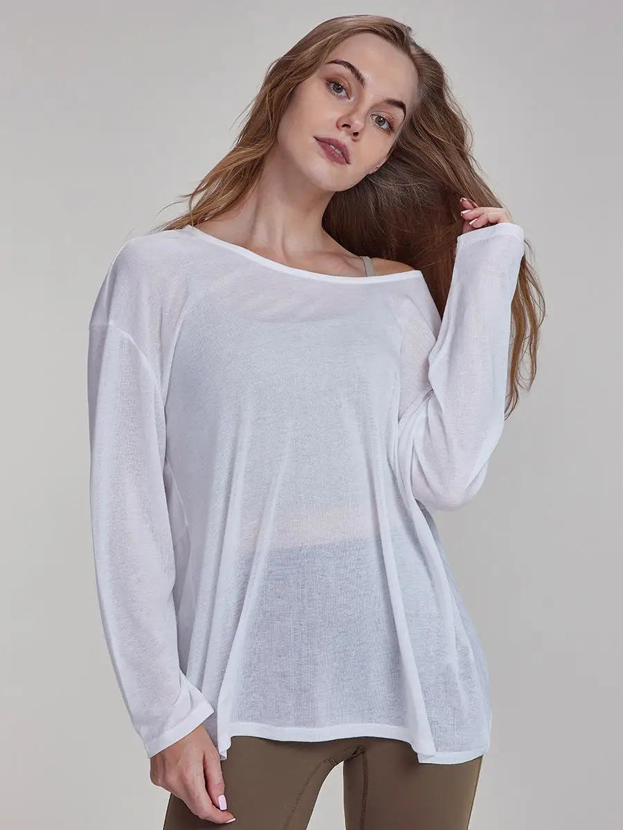 Women's Tops New Autumn Yoga Cover-up Loose Back Beauty Leisure Sports Fitness Top Light Breathable Long Sleeves Tee