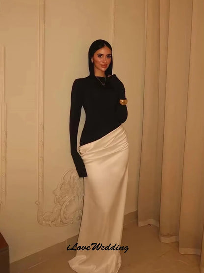 Elegant Evening Dresses 2025 Wedding Party Dress For Woman Satin Formal Prom Dresses Long Sleeve Floor Length Gala Customized