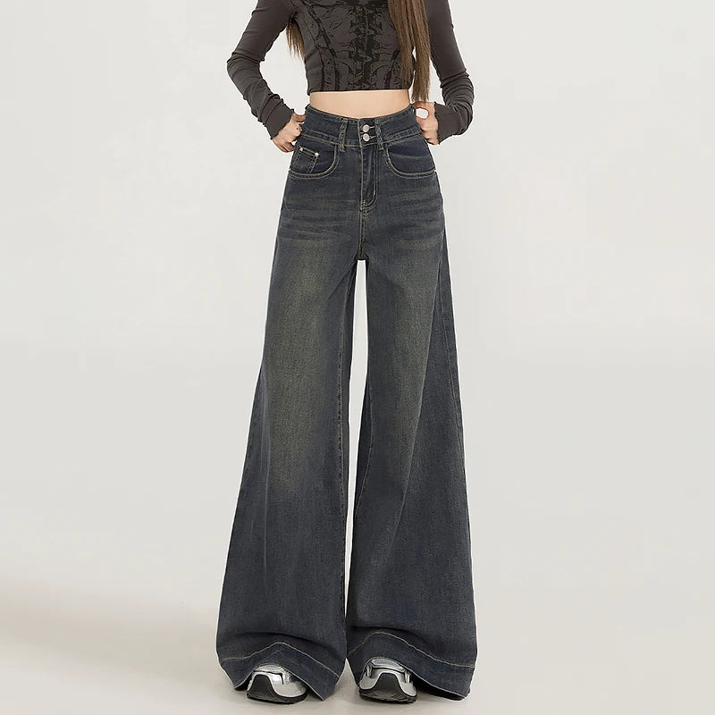 Wide Leg Jeans For Women In Spring And Autumn New High Waisted Loose Floor Jeans