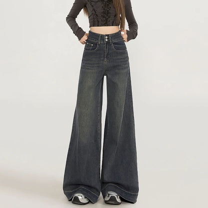 Wide Leg Jeans For Women In Spring And Autumn New High Waisted Loose Floor Jeans
