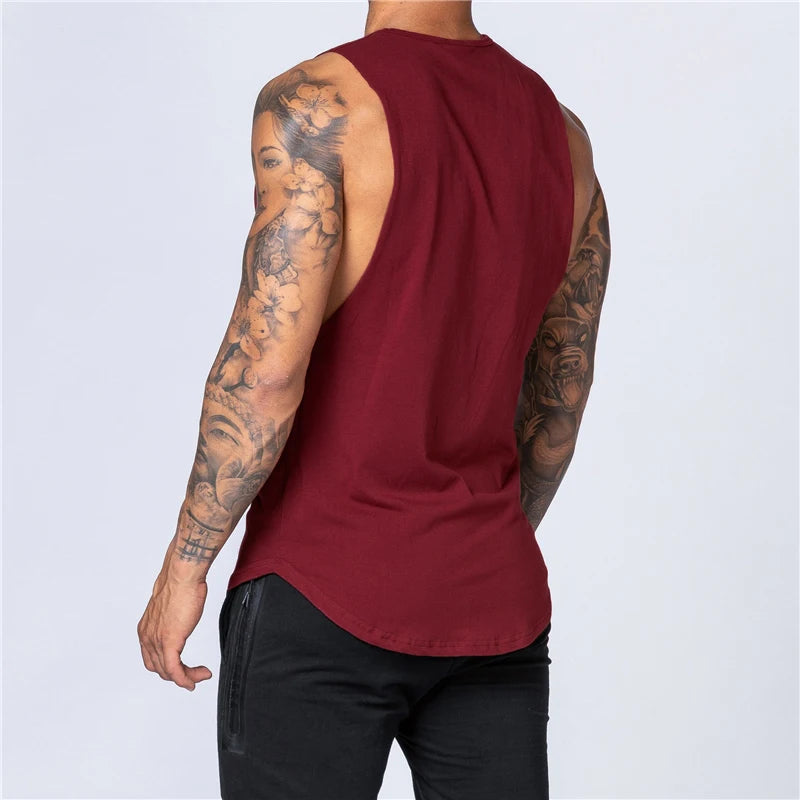 Gym Clothing Mens Bodybuilding Fitness Muscle Tank Tops Summer Cotton Breathable Sleeveless T-Shirts Sport Casual Loose Singlets