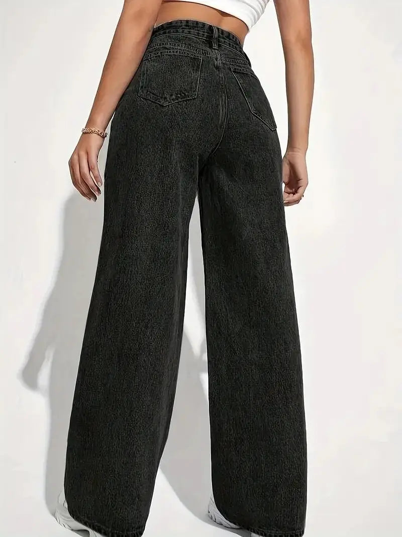 Spring 2026 New High Waist Straight Slim Jeans Women Mopping Wide Legs European and American Loose Jeans