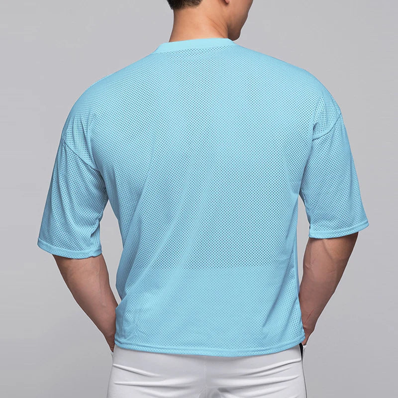 2023 Summer Gym T-Shirts fitness Oversized Breathable Men T Shirt High Quality Bodybuilding Men Clothes Top Tee