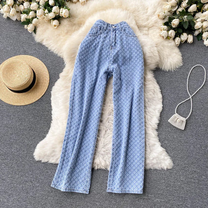 Ripped Jeans for Women Casual Streetwear New Spring Autumn High Waist Straight Leg Pants Fashion White Blue Denim Trousers