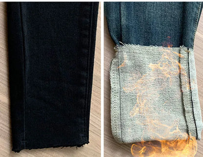 winter warm thick fleece woman's jeans with high waist jeans woman mom jeans women's jeans for women jean femme clothe black