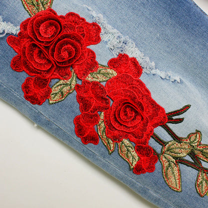 Sexy Embroidery fashion streetwear women mom jeans woman jean stacked pants boyfriend baggy jeans vintage clothes denim trousers