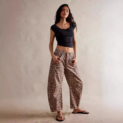 Cotton Denim Long Jeans For Women Trousers Casual  High Waisted Jeans Cropped Pants For Spring Summer Boho Beach Baggy Jeans