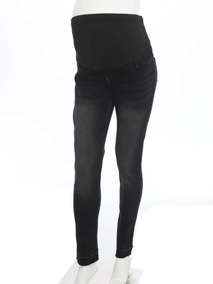 Pregnant Women High Waist Support Belly Jeans Maternity Hip Lifting Elastic Denim Pants Daily Work Wear Streetwear Loungewear