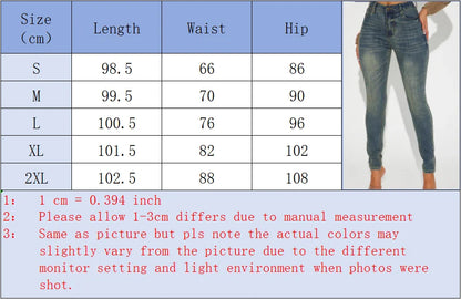 High Waisted Skinny Jeans Woman Clothes Vintage Wash Slim Fit Ideal for Casual Outings Street Fashion Trendy Looks