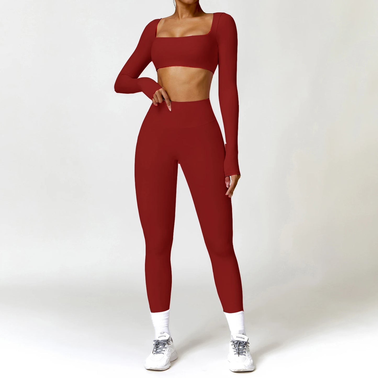 Yoga Clothes 2PCS Gym Set Sports Shorts Set Women Long Sleeved High Waist Shorts Fitness Suit Running Workout Tracksuit XP133
