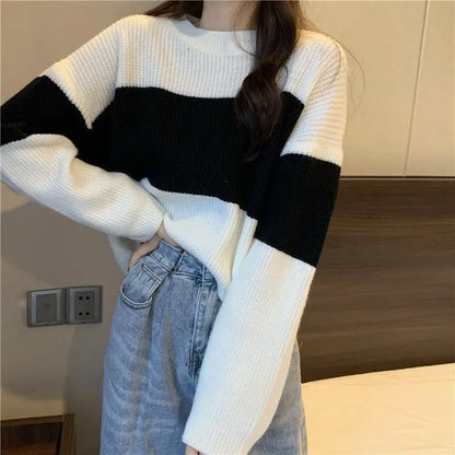 Tops Sweaters For Women With Headings Ladies Sweater Pullover Cropped Autumn 2025 Trend Cute Kawaii Black Knitted High Quality