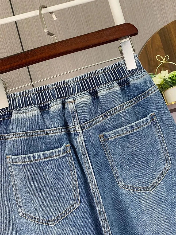 Autumn Winter 2025 Denim Jeans For Women High Waist Blue Color Wide Leg Loose Denim Pants Trousers High Street Women's Jeans