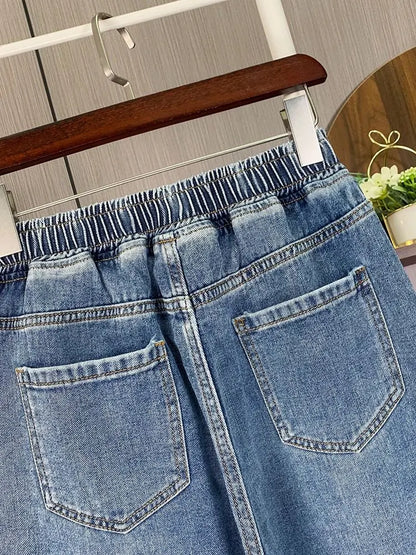 Autumn Winter 2025 Denim Jeans For Women High Waist Blue Color Wide Leg Loose Denim Pants Trousers High Street Women's Jeans