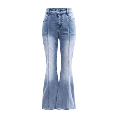 Women Jeans Pants Fitting Y2k Streetwear Bodycon Mid Waist Denim Straight Pants Four Seasons Elegant Daily All-Match Trousers