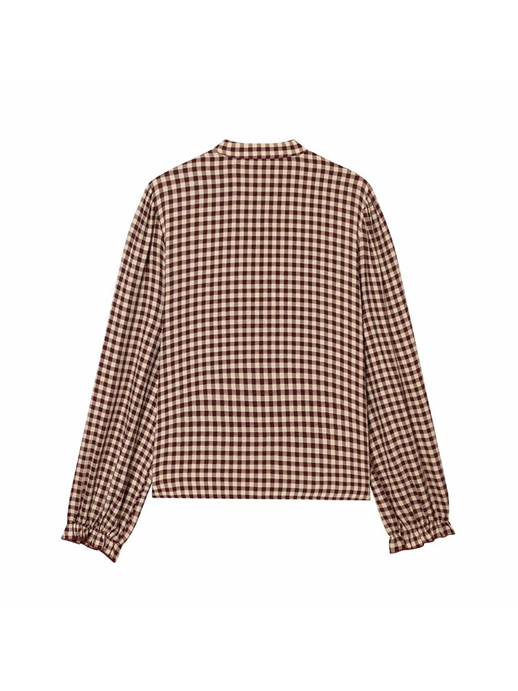 Women Blouses Tops Spring New Fashion Plaid Layered Elegant Women's Shirts Tops Chic Street Single-breasted Tops