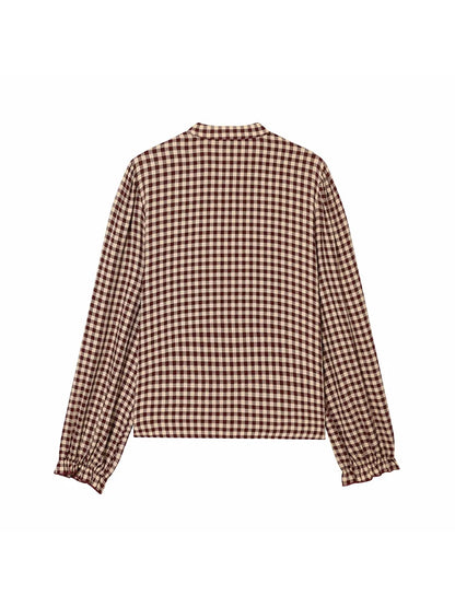 Women Blouses Tops Spring New Fashion Plaid Layered Elegant Women's Shirts Tops Chic Street Single-breasted Tops